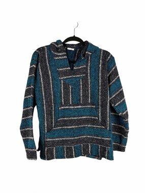 Baja Hoodie Pullover Striped Drug Rug Sweatshirt Size Small
